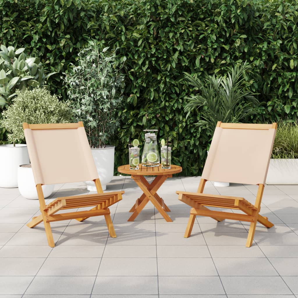 Sedie da Giardino 2pz Beige Legno Massello di Acacia e Tessuto - homemem39