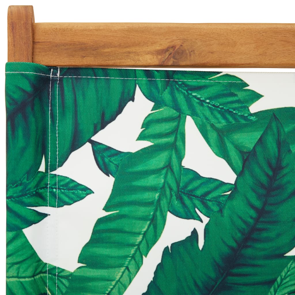 Sedie Giardino 2pz Motivo Foglia Legno Massello Acacia Tessuto