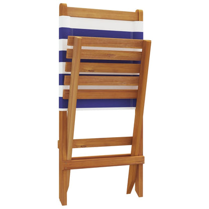 Sedie Giardino 2pz Blu e Bianco Legno Massello Acacia e Tessuto
