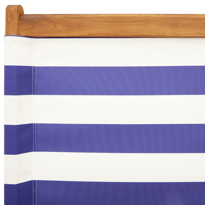 Sedie Giardino 2pz Blu e Bianco Legno Massello Acacia e Tessuto