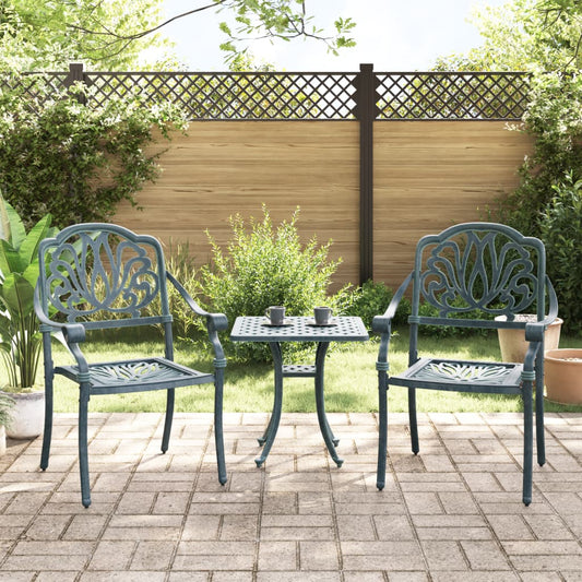 Sedie da Giardino 2 pz Verdi in Alluminio Pressofuso | homemem39