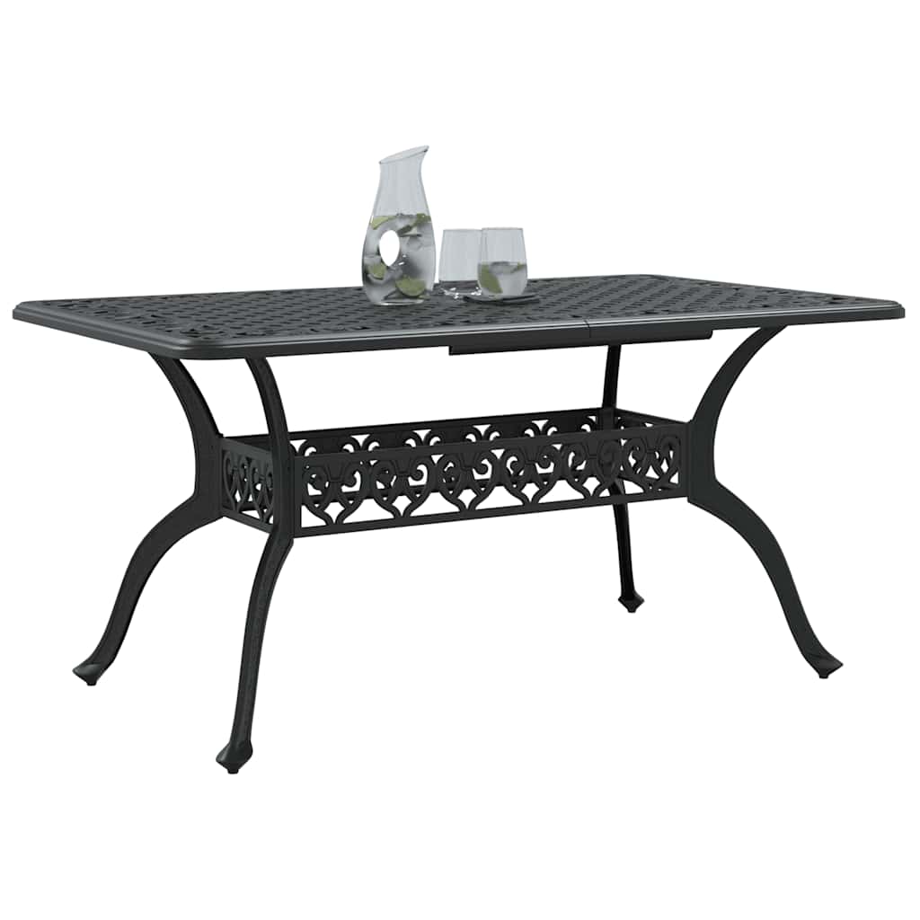 Tavolo da Giardino Nero 150x90x72 cm in Alluminio Pressofuso