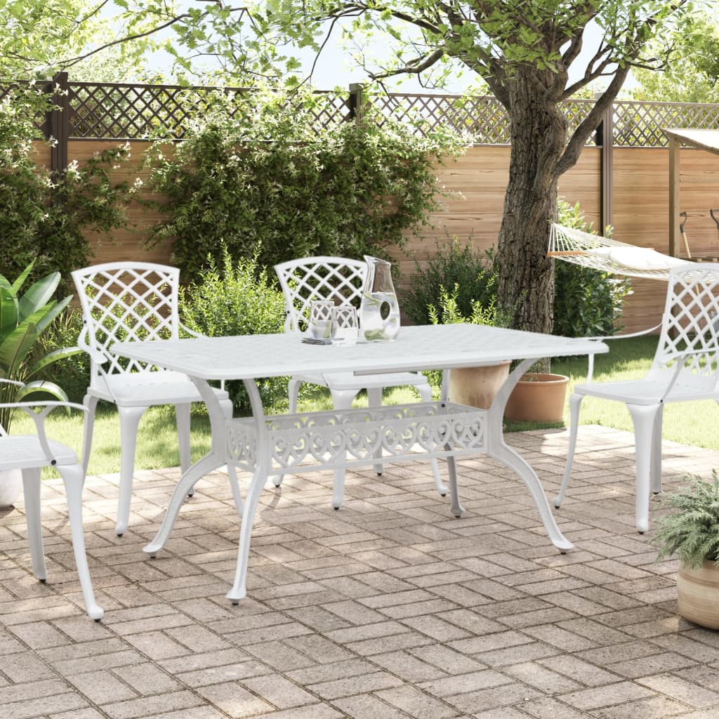 Tavolo da Giardino Bianco 150x90x72 cm in Alluminio Pressofuso