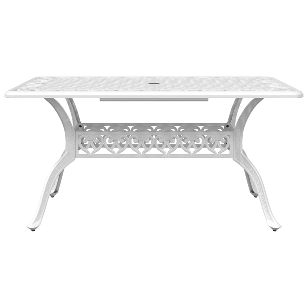 Tavolo da Giardino Bianco 150x90x72 cm in Alluminio Pressofuso