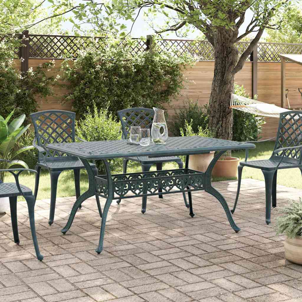 Tavolo da Giardino Verde 150x90x72 cm in Alluminio Pressofuso | homemem39