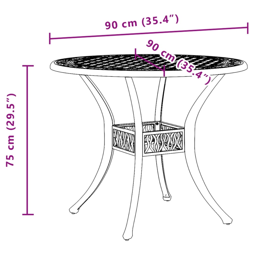 Tavolo da Giardino Bronzo Ø90x75 cm in Alluminio Pressofuso - homemem39