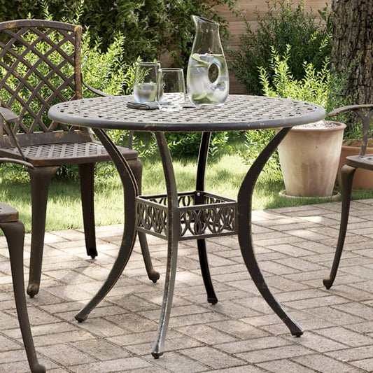 Tavolo da Giardino Bronzo Ø90x75 cm in Alluminio Pressofuso | homemem39