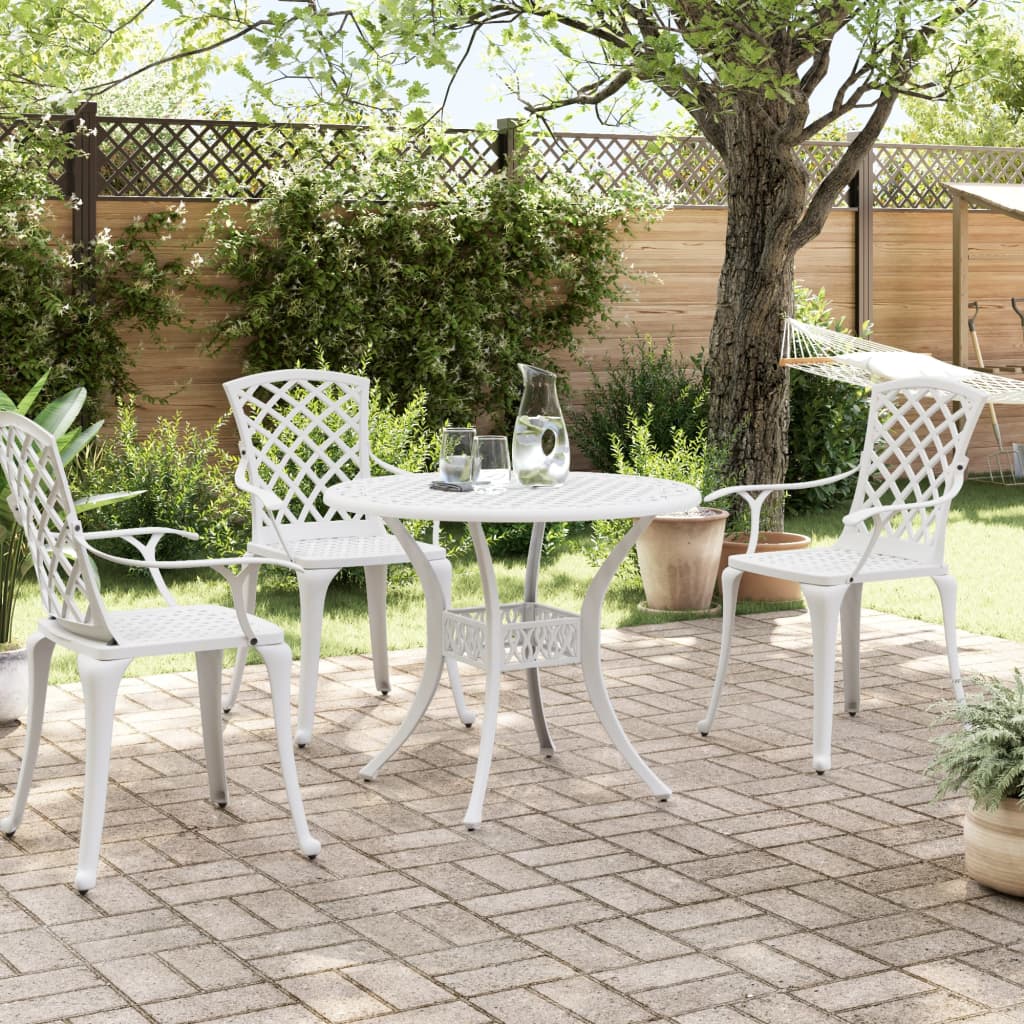 Tavolo da Giardino Bianco Ø90x75 cm in Alluminio Pressofuso | homemem39