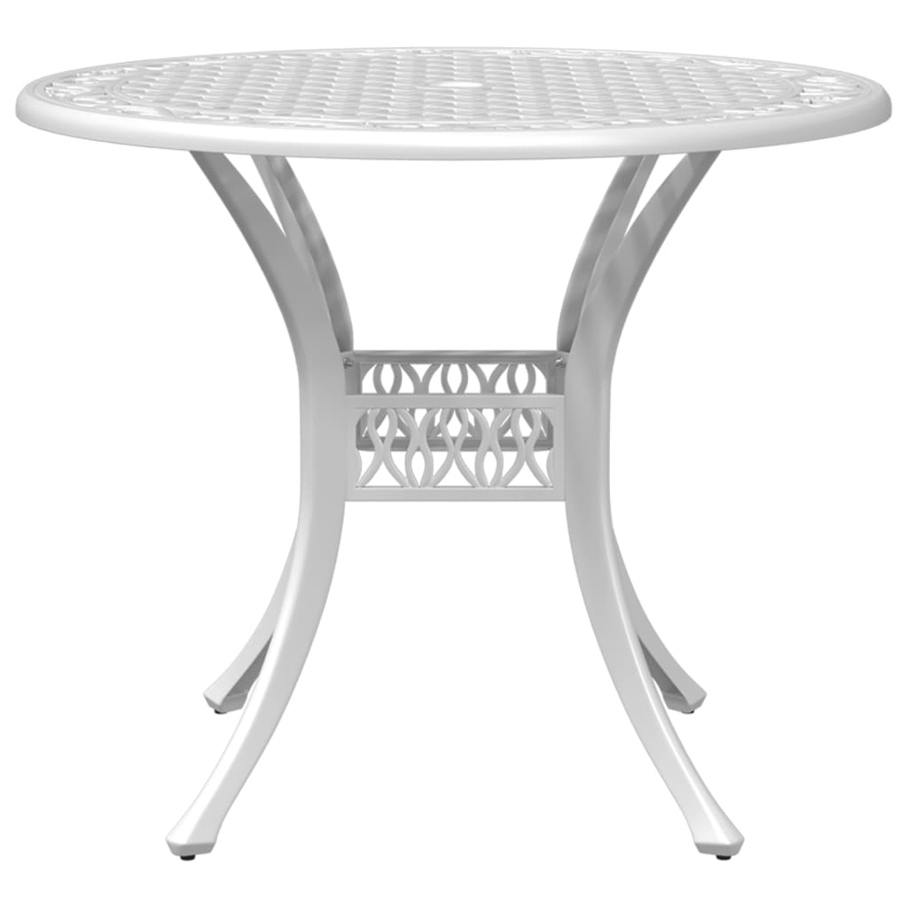 Tavolo da Giardino Bianco Ø90x75 cm in Alluminio Pressofuso | homemem39
