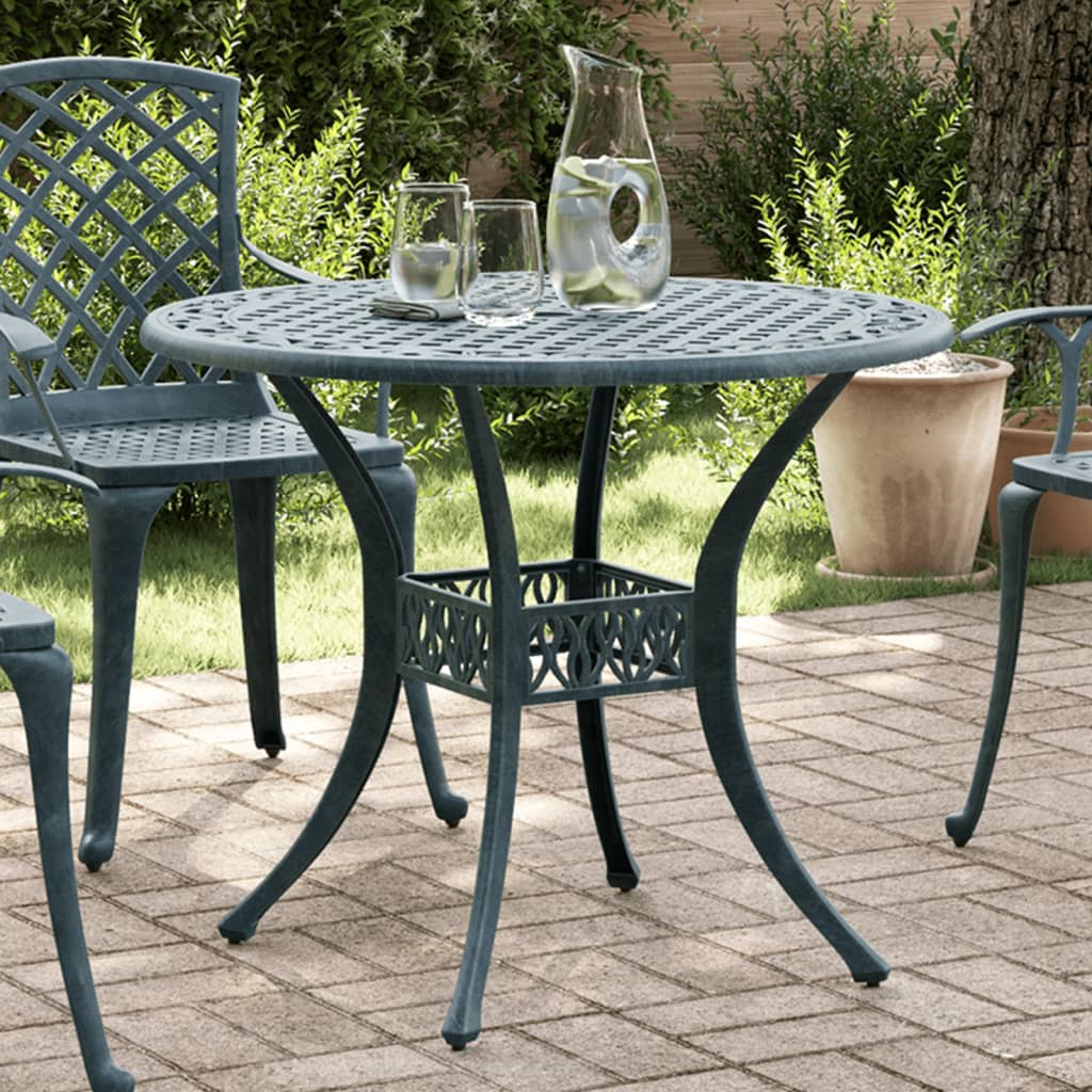 Tavolo da Giardino Verde Ø90x75 cm in Alluminio Pressofuso | homemem39