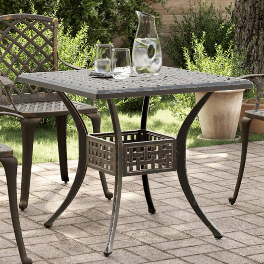 Tavolo da Giardino Bronzo 80x80x75 cm in Alluminio Pressofuso | homemem39
