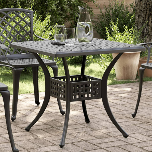 Tavolo da Giardino Nero 80x80x75 cm in Alluminio Pressofuso | homemem39