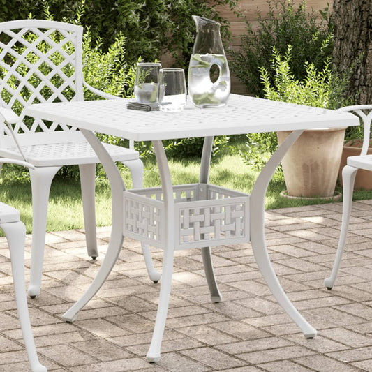 Tavolo da Giardino Bianco 80x80x75 cm in Alluminio Pressofuso | homemem39