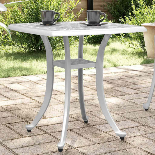 Tavolo da Giardino Bianco 53x53x53 cm in Alluminio Pressofuso | homemem39