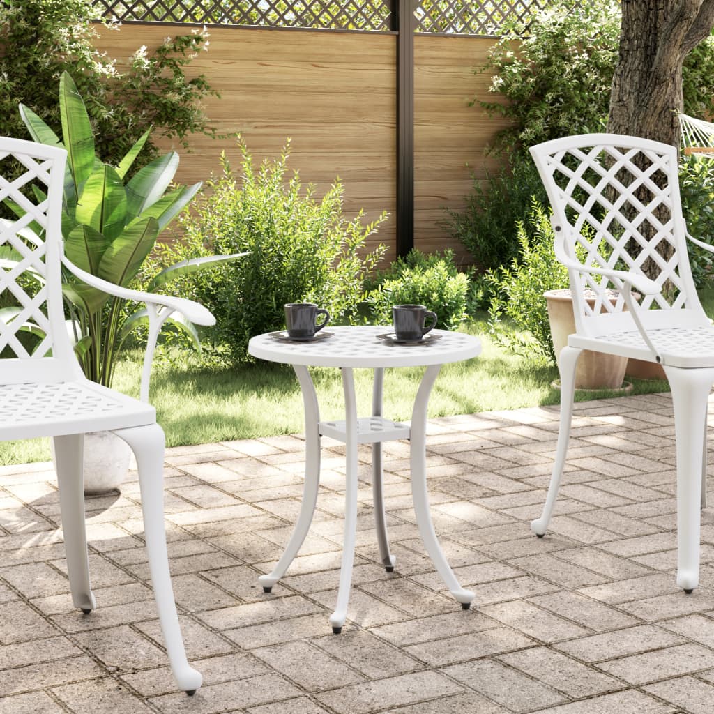 Tavolo da Giardino Bianco Ø48x53 cm in Alluminio Pressofuso - homemem39