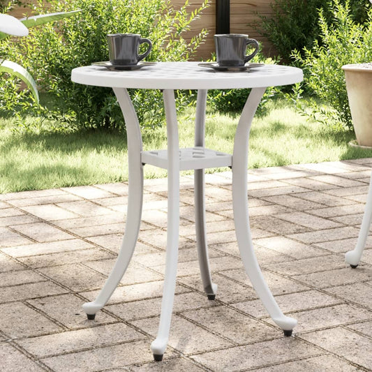 Tavolo da Giardino Bianco Ø48x53 cm in Alluminio Pressofuso | homemem39