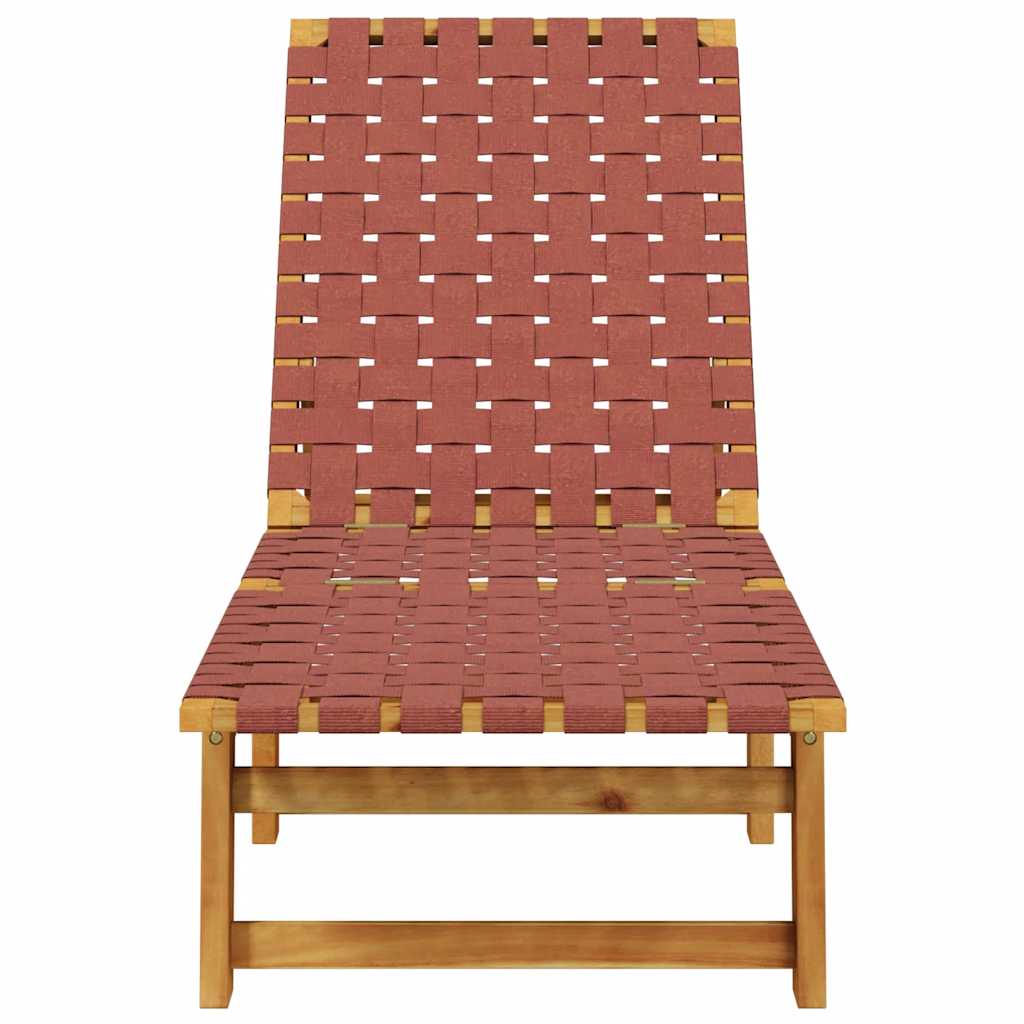 Lettino Prendisole Rosso in Legno Massello di Acacia e Tessuto - homemem39