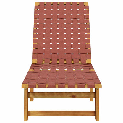 Lettino Prendisole Rosso in Legno Massello di Acacia e Tessuto - homemem39