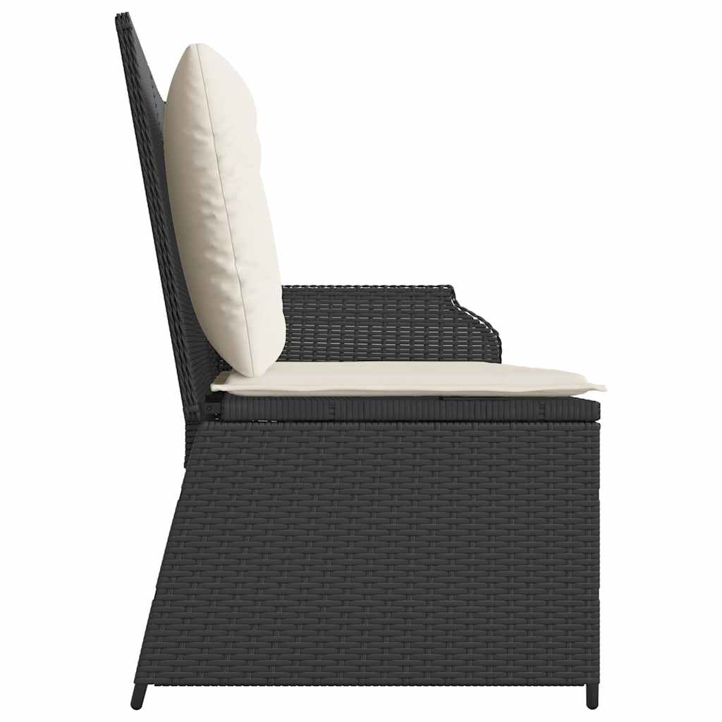 Panca Reclinabile da Giardino con Cuscini Nera in Polyrattan | homemem39