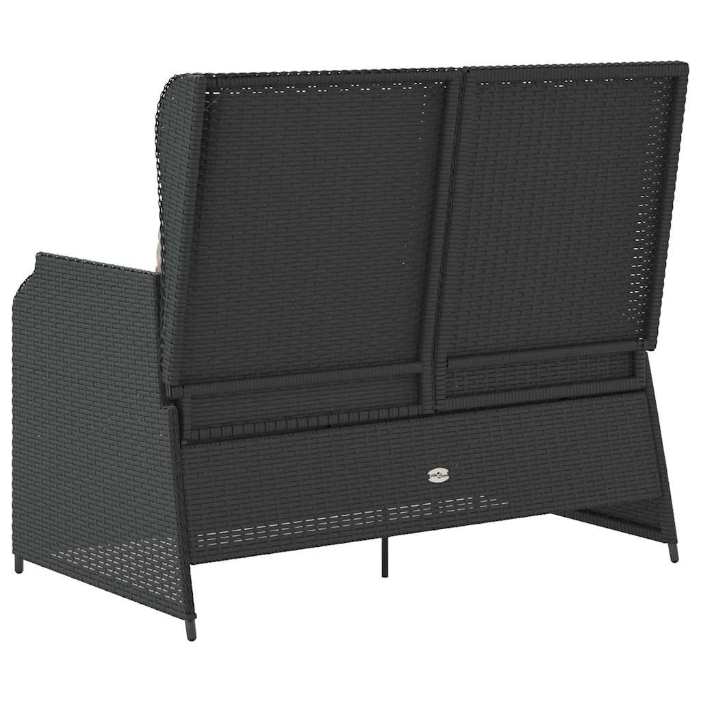 Panca Reclinabile da Giardino con Cuscini Nera in Polyrattan | homemem39