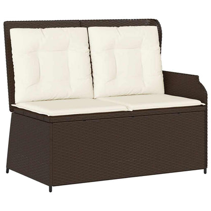 Panca Reclinabile da Giardino con Cuscini Marrone in Polyrattan | homemem39