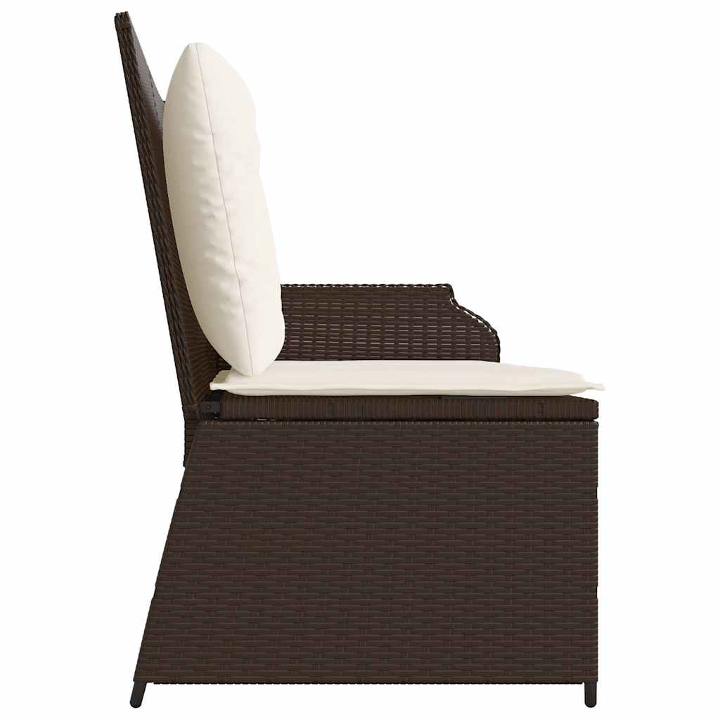 Panca Reclinabile da Giardino con Cuscini Marrone in Polyrattan | homemem39