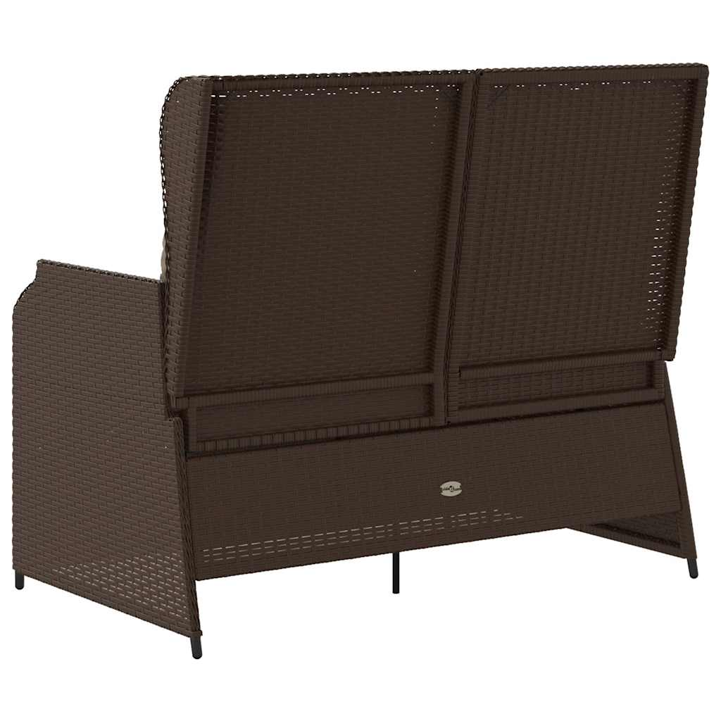 Panca Reclinabile da Giardino con Cuscini Marrone in Polyrattan | homemem39