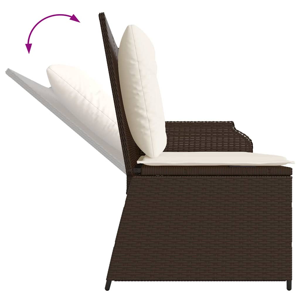 Panca Reclinabile da Giardino con Cuscini Marrone in Polyrattan | homemem39