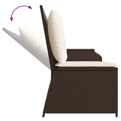 Panca Reclinabile da Giardino con Cuscini Marrone in Polyrattan | homemem39