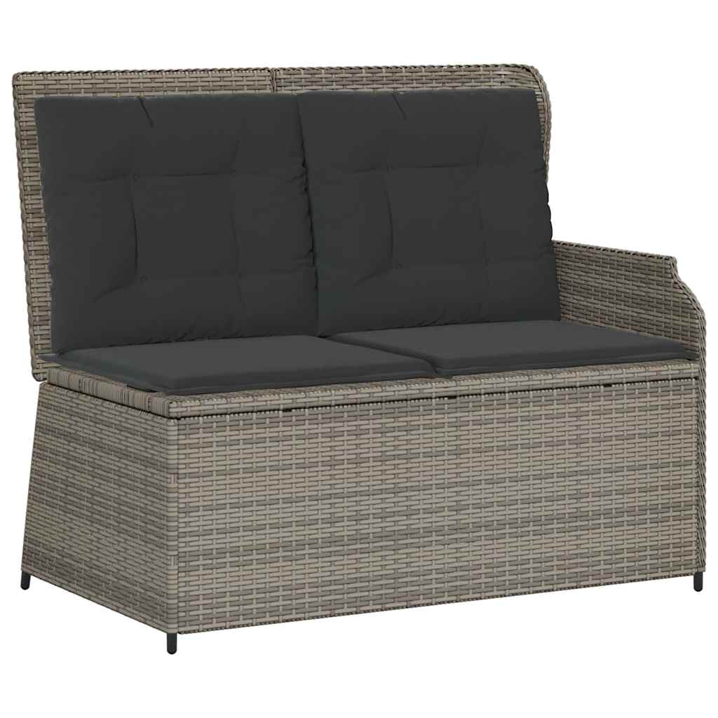 Panca Reclinabile da Giardino con Cuscini Grigia in Polyrattan | homemem39