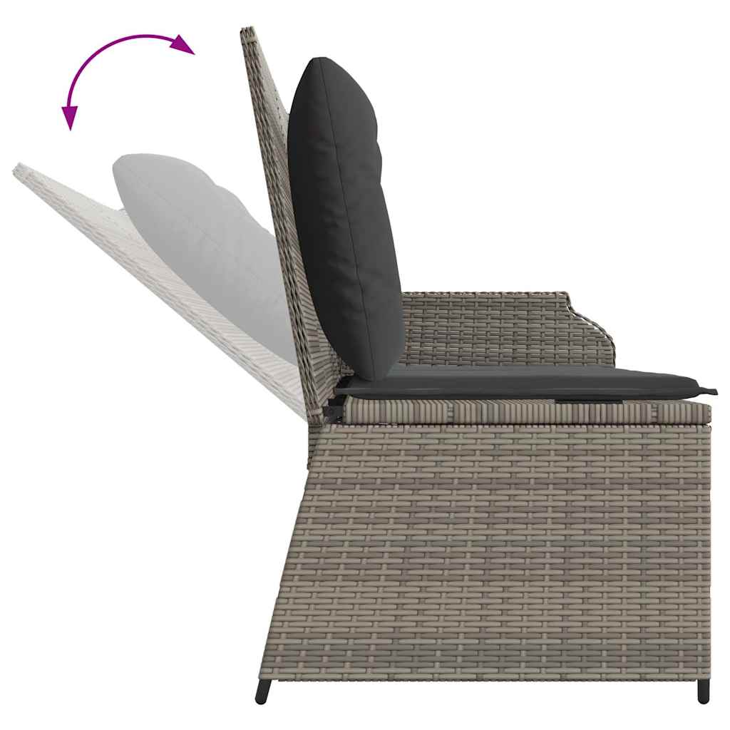 Panca Reclinabile da Giardino con Cuscini Grigia in Polyrattan | homemem39