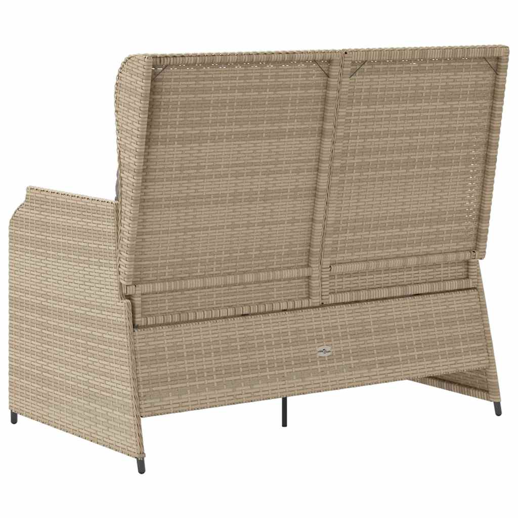 Panca Reclinabile da Giardino con Cuscini Beige in Polyrattan | homemem39
