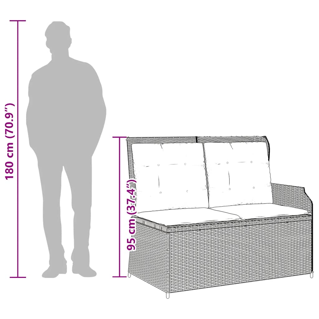 Panca Reclinabile da Giardino con Cuscini Beige in Polyrattan | homemem39