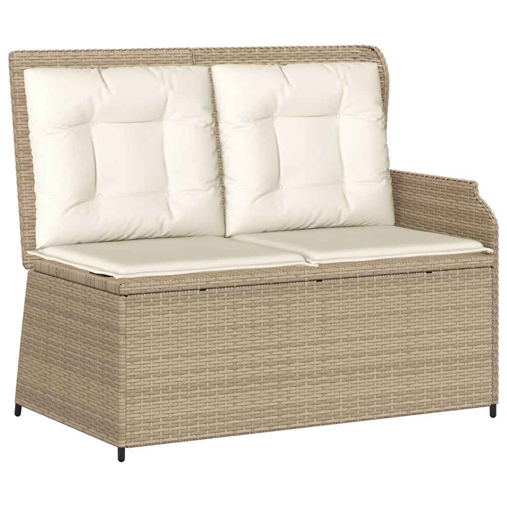 Panca Reclinabile da Giardino con Cuscini Beige in Polyrattan | homemem39