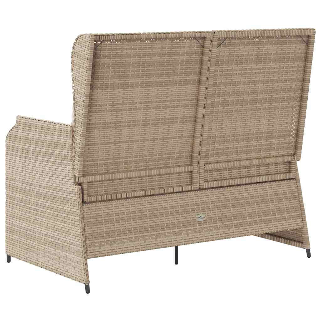 Panca Reclinabile da Giardino con Cuscini Beige in Polyrattan | homemem39