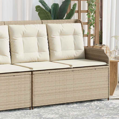 Panca Reclinabile da Giardino con Cuscini Beige in Polyrattan | homemem39