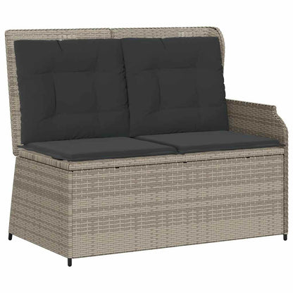 Panca Reclinabile Giardino con Cuscini Grigio Chiaro Polyrattan | homemem39
