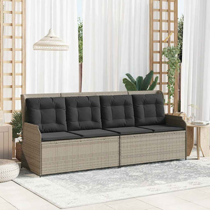 Panca Reclinabile Giardino con Cuscini Grigio Chiaro Polyrattan | homemem39