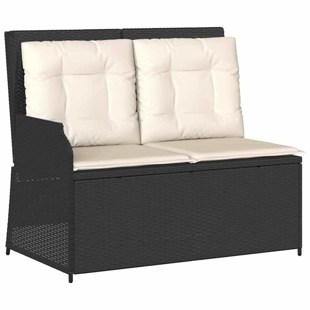 Panca Reclinabile da Giardino con Cuscini Nera in Polyrattan | homemem39