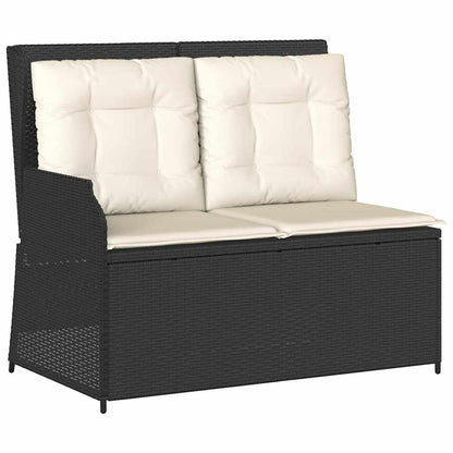 Panca Reclinabile da Giardino con Cuscini Nera in Polyrattan | homemem39