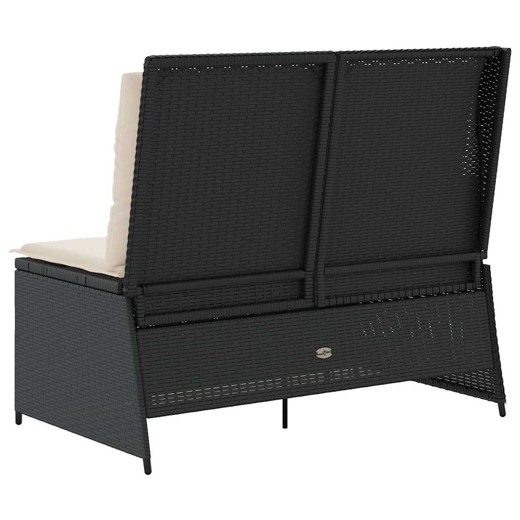 Panca Reclinabile da Giardino con Cuscini Nera in Polyrattan | homemem39