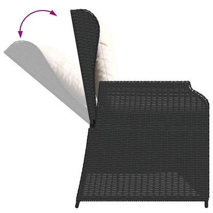 Panca Reclinabile da Giardino con Cuscini Nera in Polyrattan | homemem39
