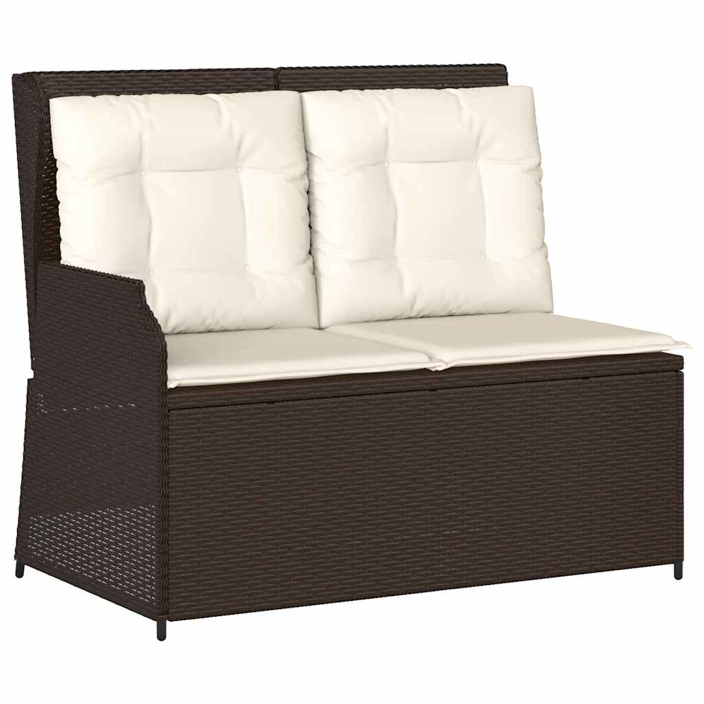 Panca Reclinabile da Giardino con Cuscini Marrone in Polyrattan | homemem39