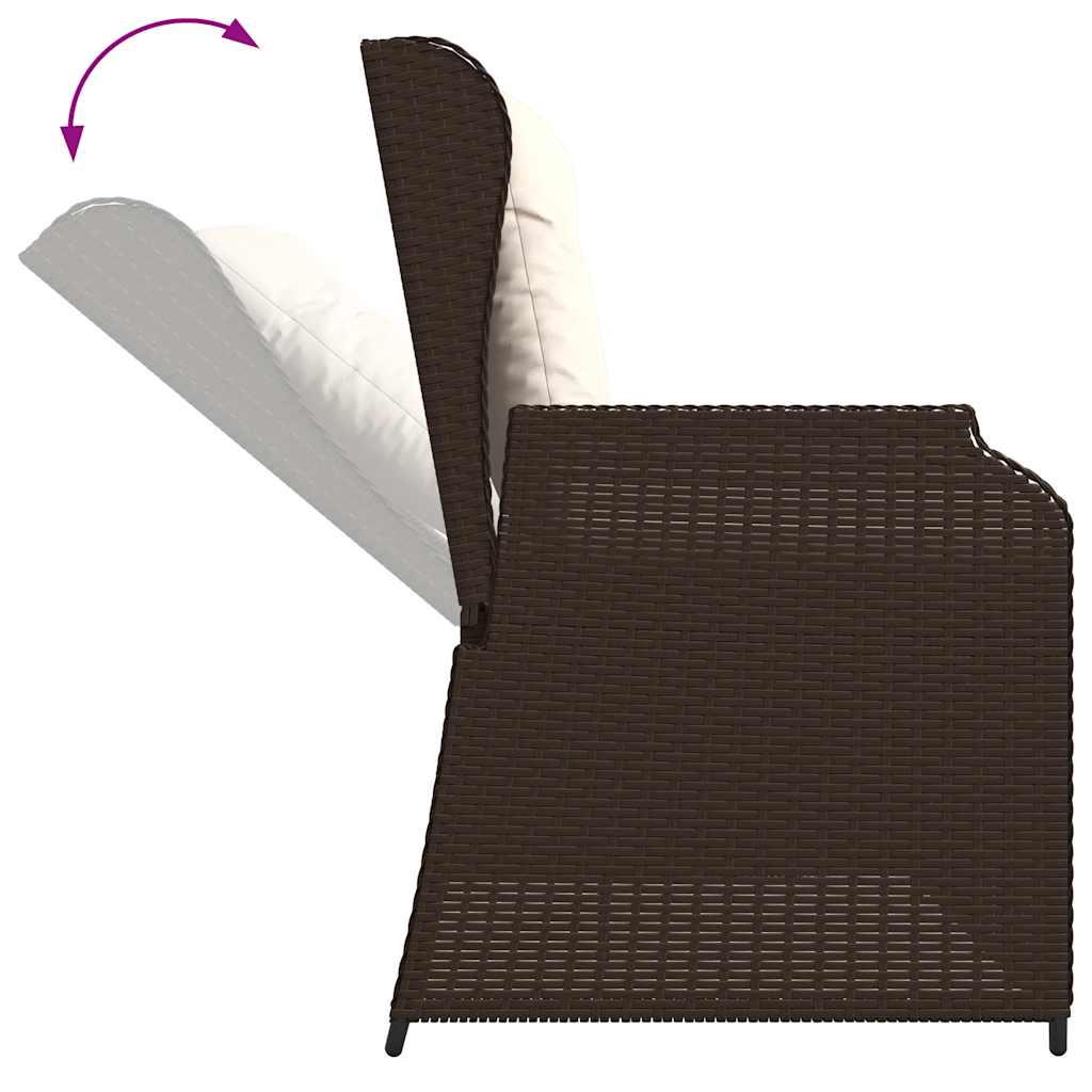 Panca Reclinabile da Giardino con Cuscini Marrone in Polyrattan | homemem39