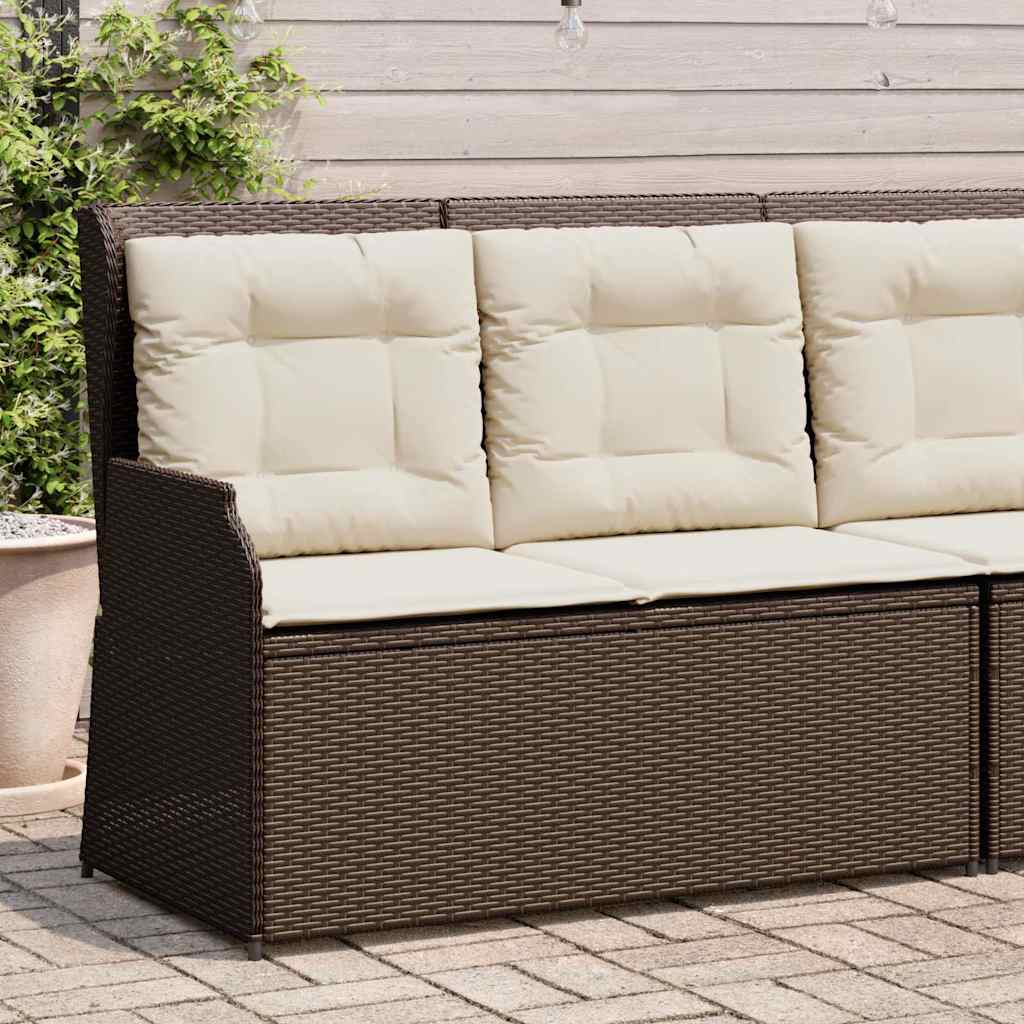 Panca Reclinabile da Giardino con Cuscini Marrone in Polyrattan | homemem39