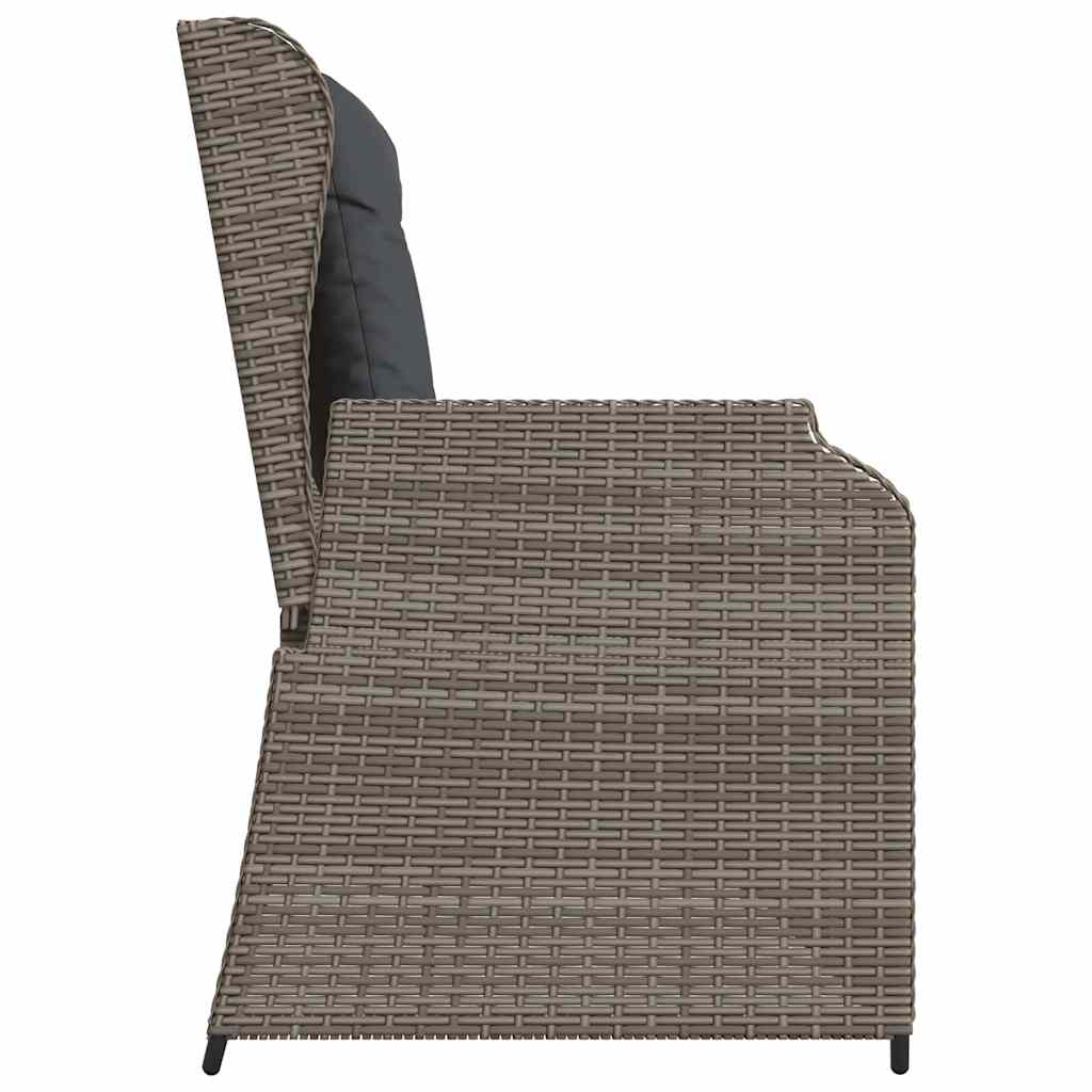 Panca Reclinabile da Giardino con Cuscini Grigia in Polyrattan | homemem39