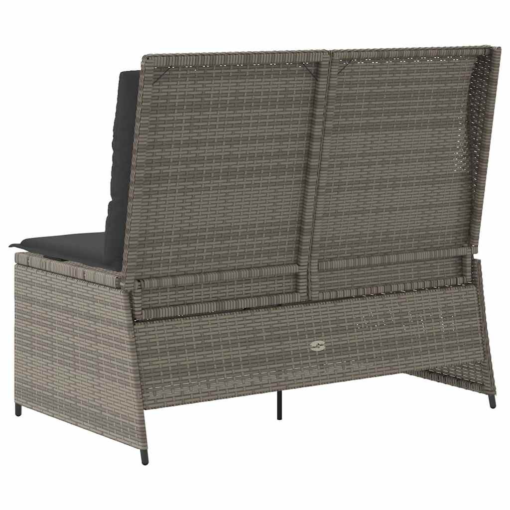 Panca Reclinabile da Giardino con Cuscini Grigia in Polyrattan | homemem39