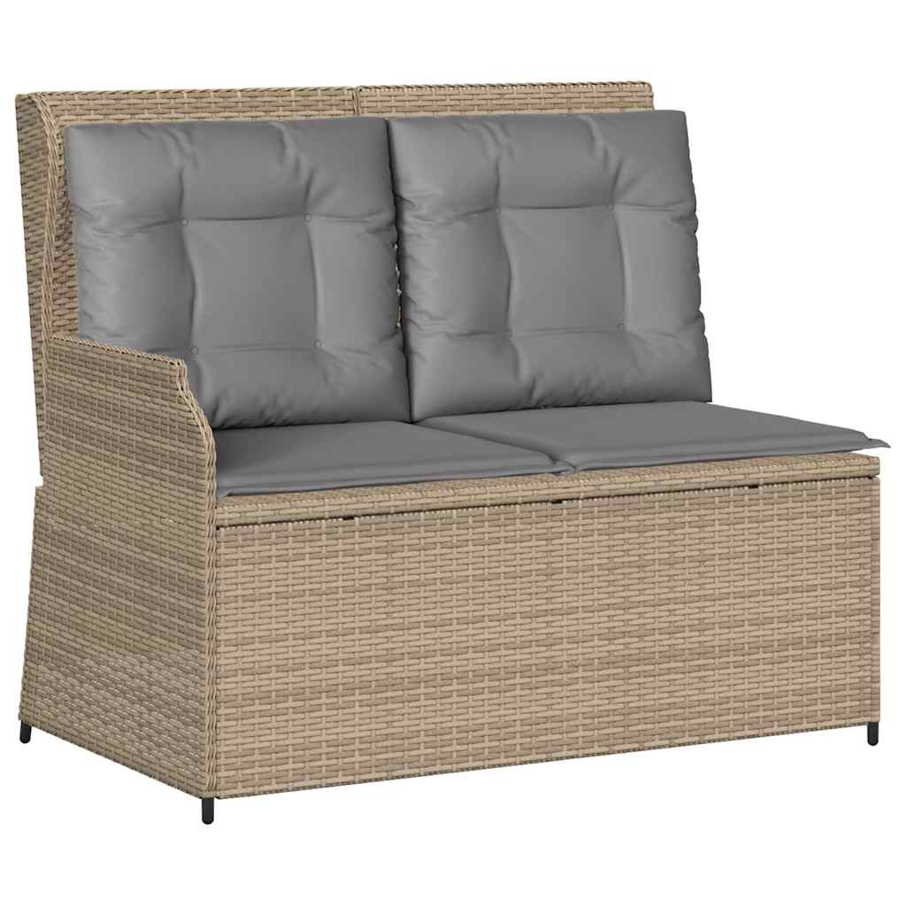 Panca Reclinabile da Giardino con Cuscini Beige in Polyrattan | homemem39