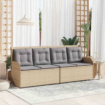 Panca Reclinabile da Giardino con Cuscini Beige in Polyrattan | homemem39