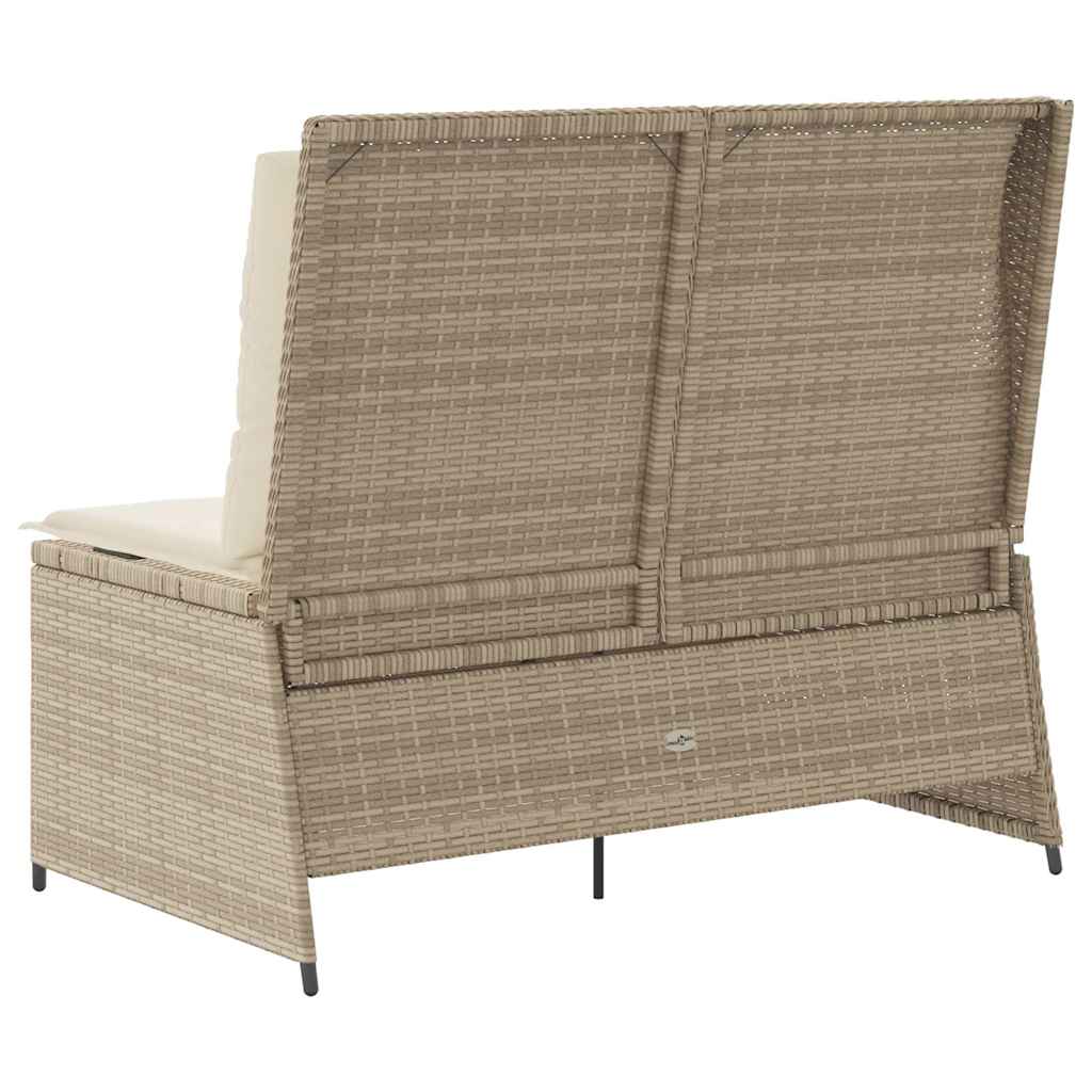 Panca Reclinabile da Giardino con Cuscini Beige in Polyrattan | homemem39